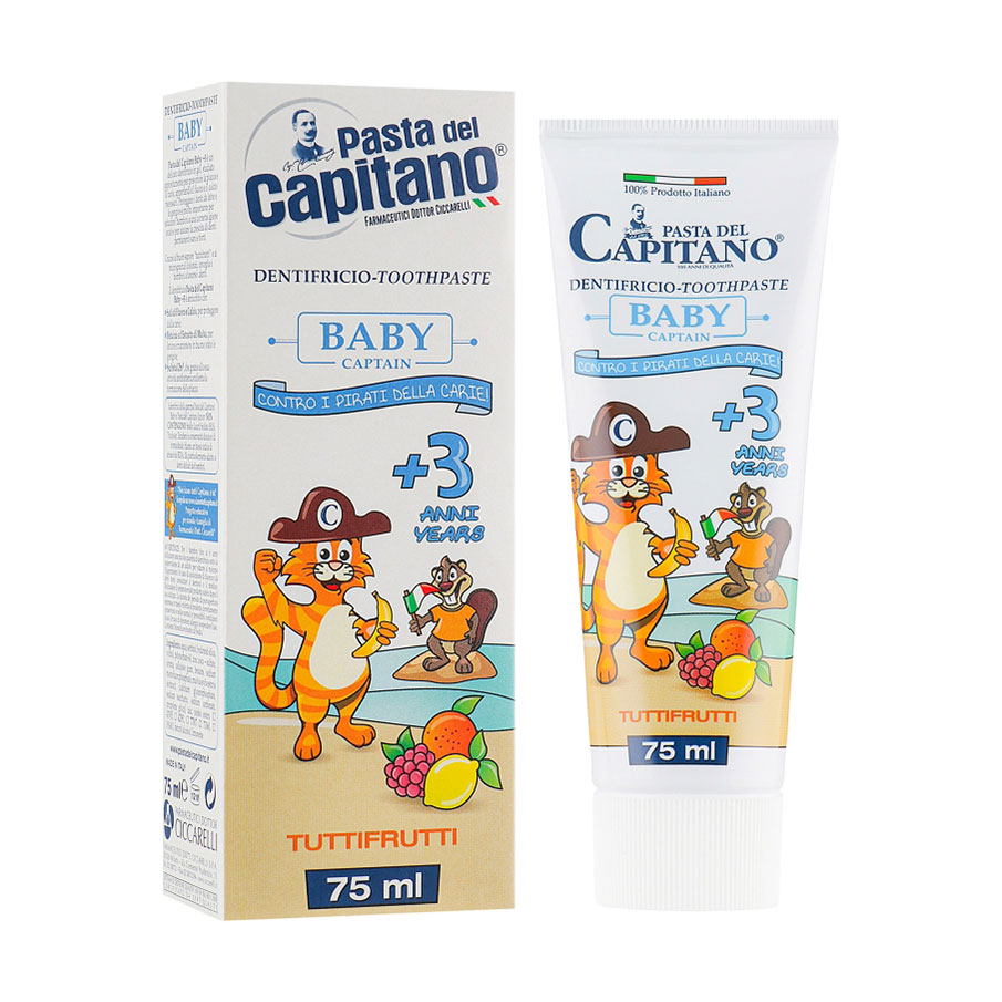 Дитяча зубна паста Pasta del Capitano Тутті-фрутті зі смаком фруктів 3+, 75 мл